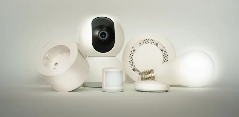 Smart home devices including a camera, smart bulb, smart plug and sensors