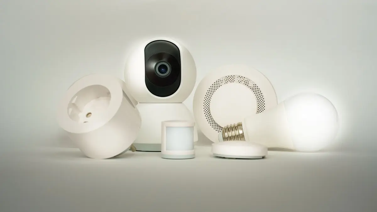 Smart home devices including a camera, smart bulb, smart plug and sensors